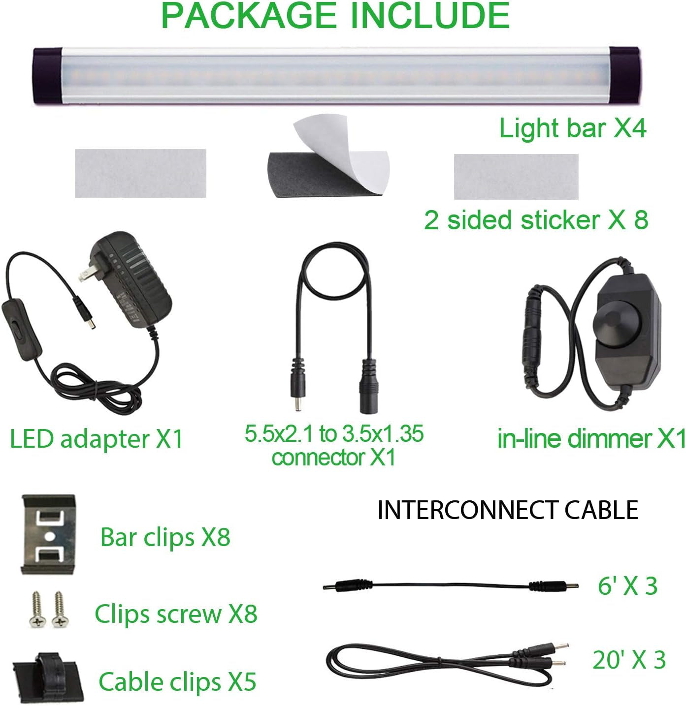 LED under Cabinet Lighting Kit, LED Strip Light,Shelf Lights Direct Wire, 12V Dimmable Kitchen Light Bar Linkable with Rocker Switch and Plug in Adapter (4 Panels,Warm White)