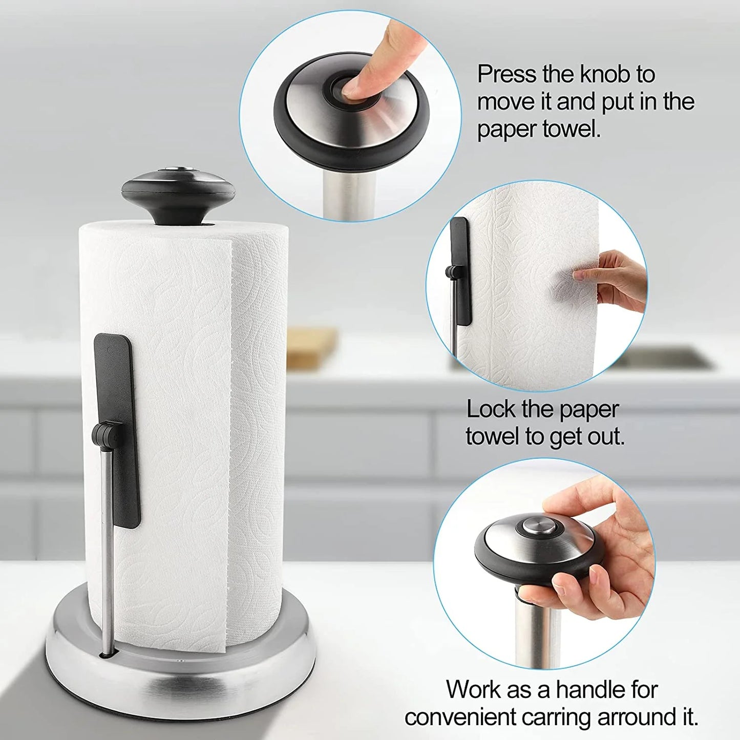 Paper Towel Holder Countertop Dispenser for Kitchen Sliver