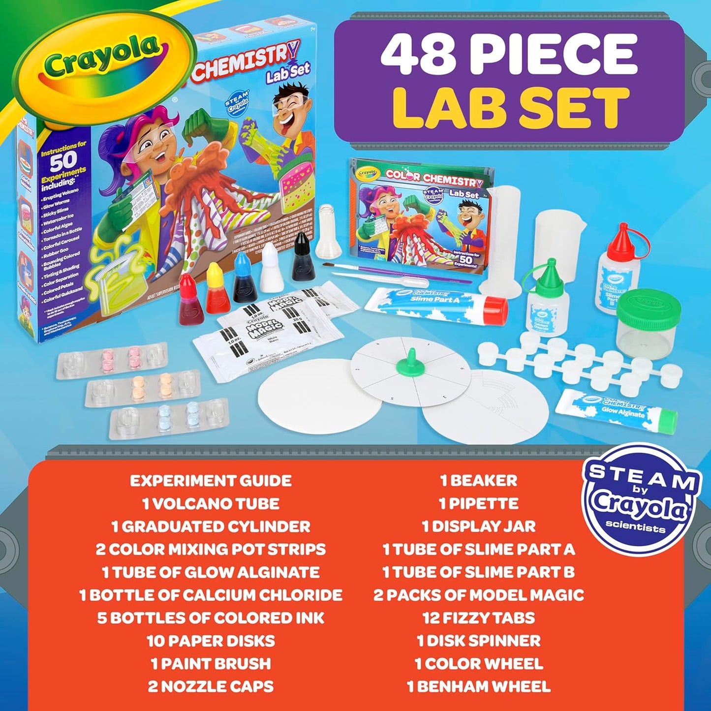 Color Chemistry Set (50 Experiments), Science Kit for Kids, STEM Toy for Kids, Gift for Boys & Girls, Ages 7, 8, 9
