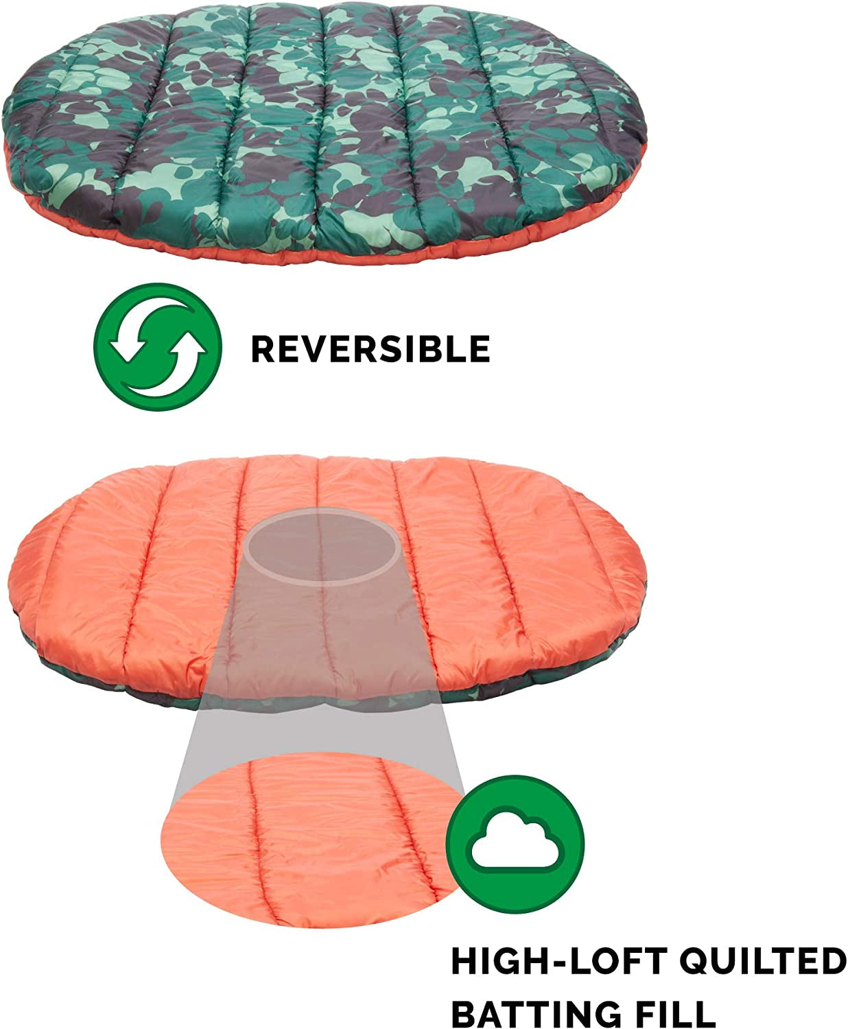 Outdoor Travel Dog Bed for Large/Medium Dogs W/ Carry Bag, Washable & Foldable, Great for Crates & Kennels - Trail Pup Travel Pillow Mat W/ Stuff Sack Bag - Paprika/Camo-Paw, Large