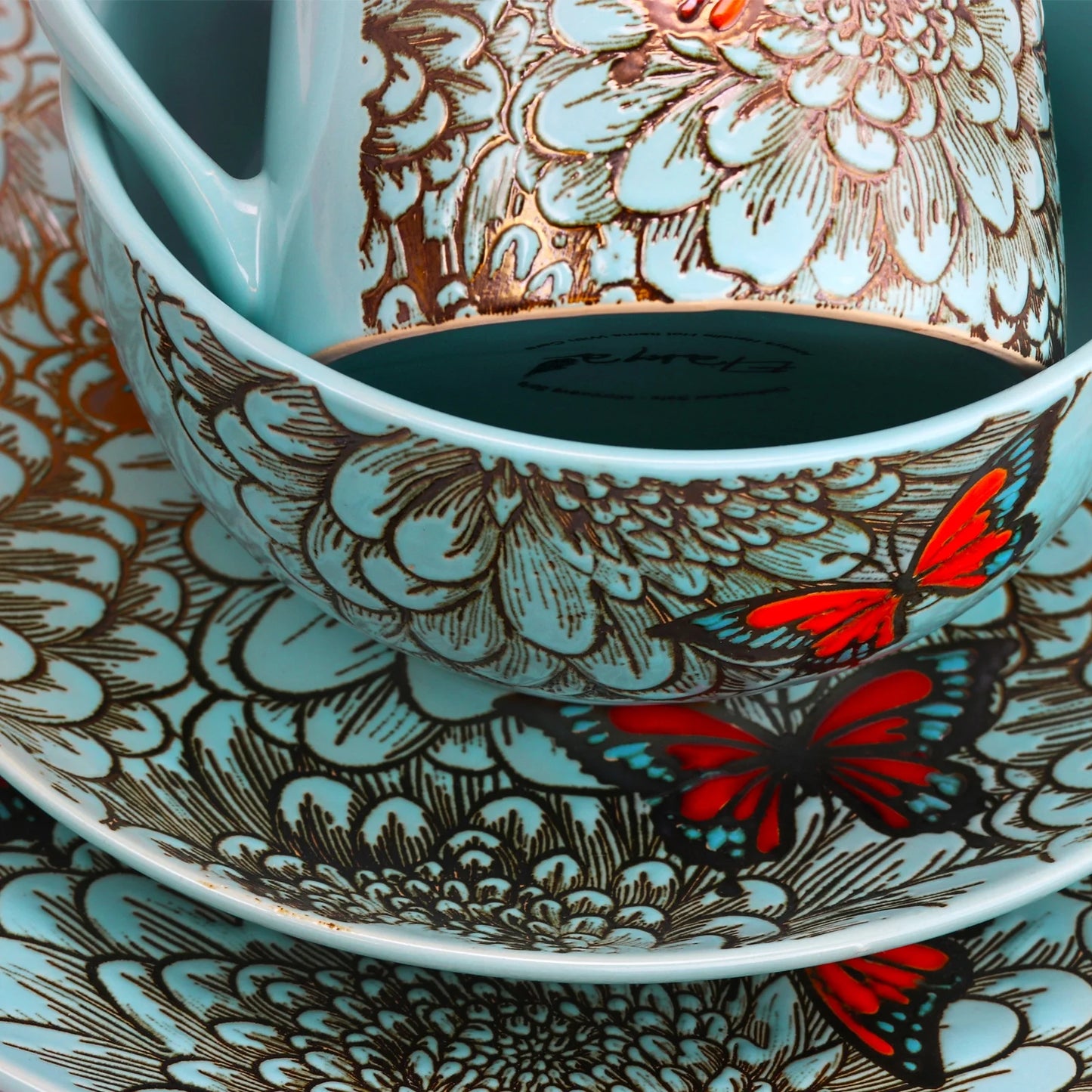 Butterfly Garden 16 Piece Stoneware Dinnerware Set