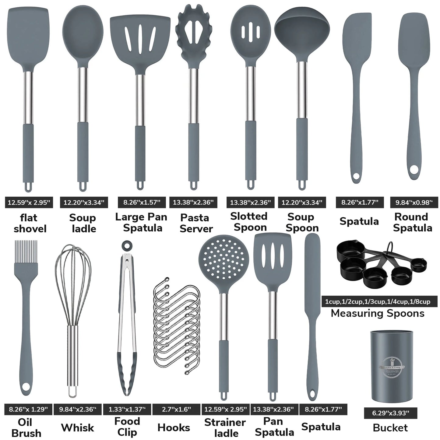 Kitchen Utensils Set,30 Piece Stainless Steel Handle Cutlery Set with Holder Kitchen Accessories