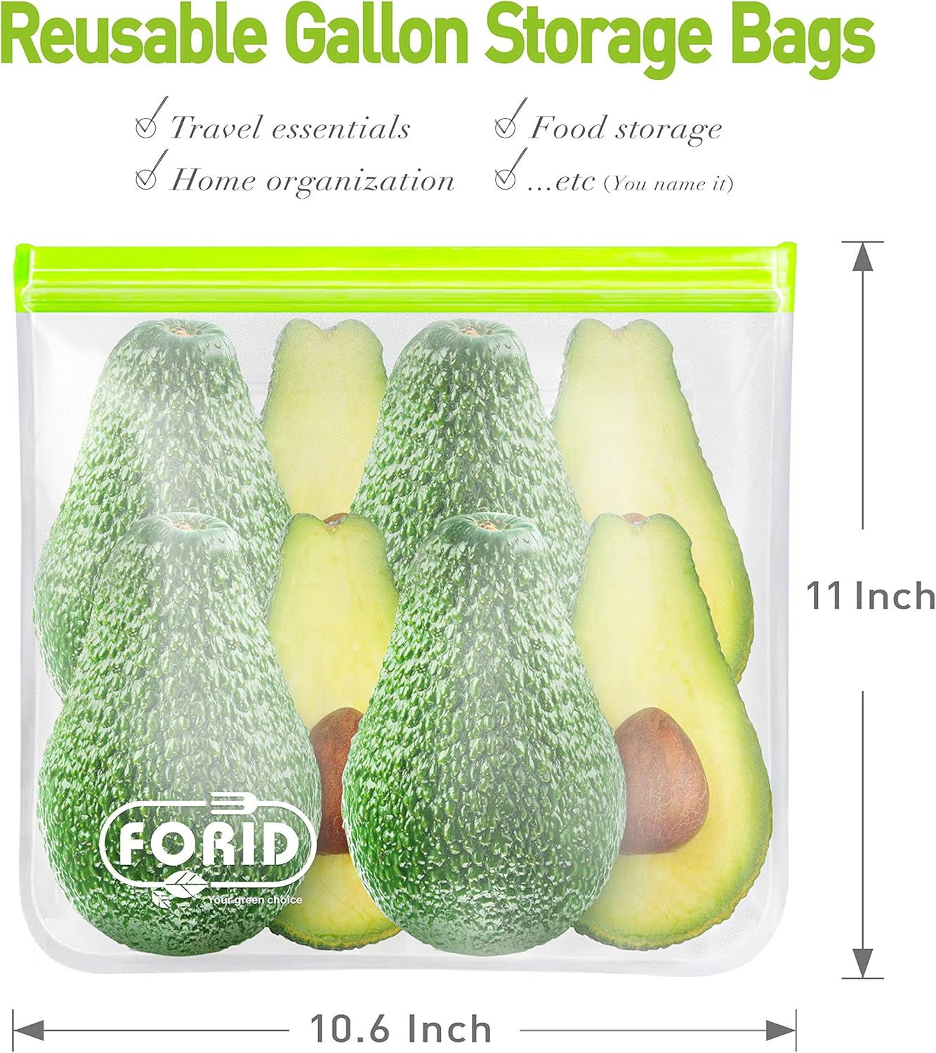 Reusable Gallon Freezer Bags, 6 Pack Leakproof Extra Thick 1 Gallon Bags for Marinate Food & Fruit Cereal Sandwich Snack Meal Prep Travel Items Home Organization Storage