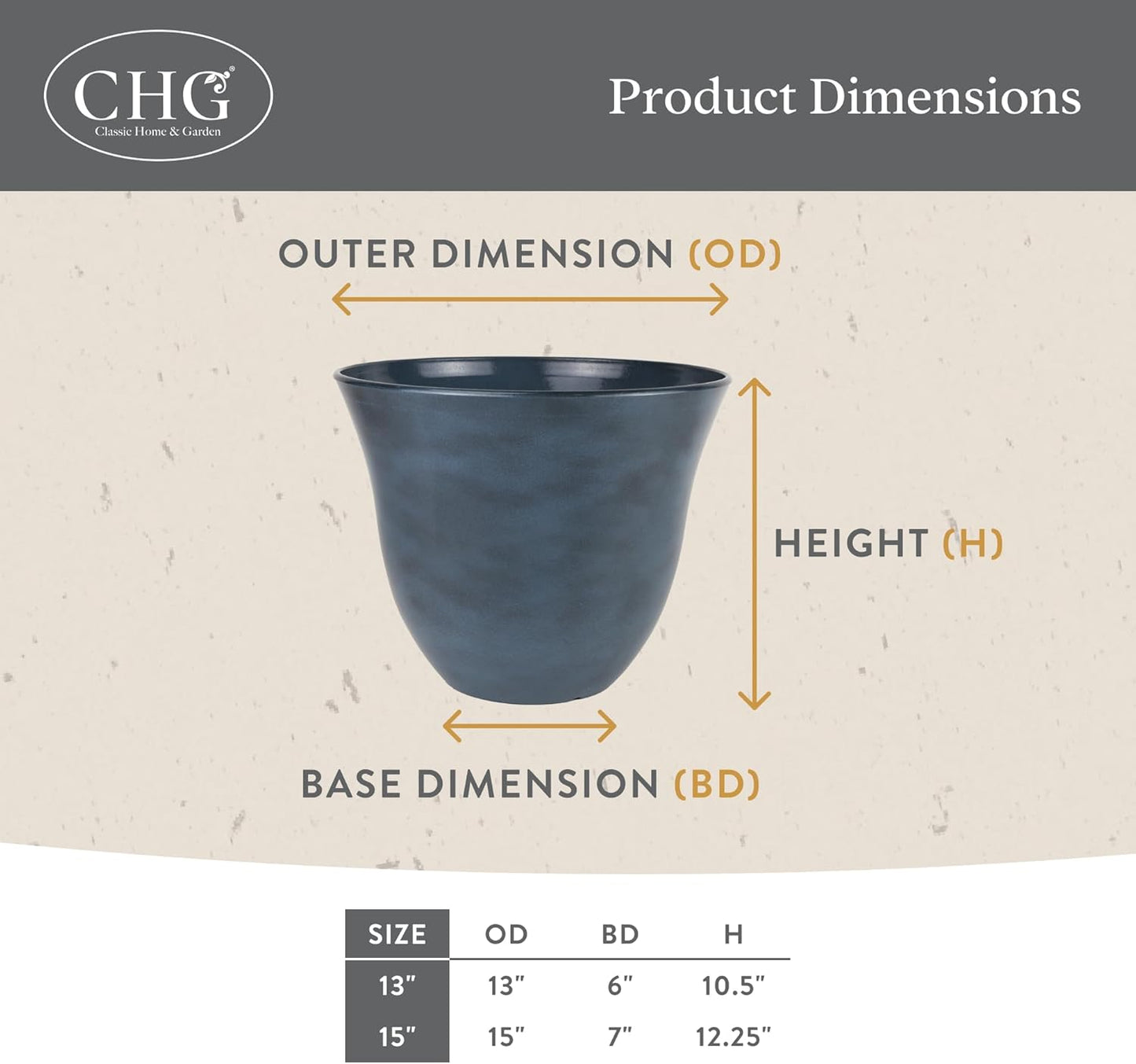 Honeysuckle Resin Planters - Lightweight Indoor & Outdoor Plant Pots - Uv-Resistant Plastic Flower Pots - Pot Planters for Flowers & Herbs (15" Distressed Copper)