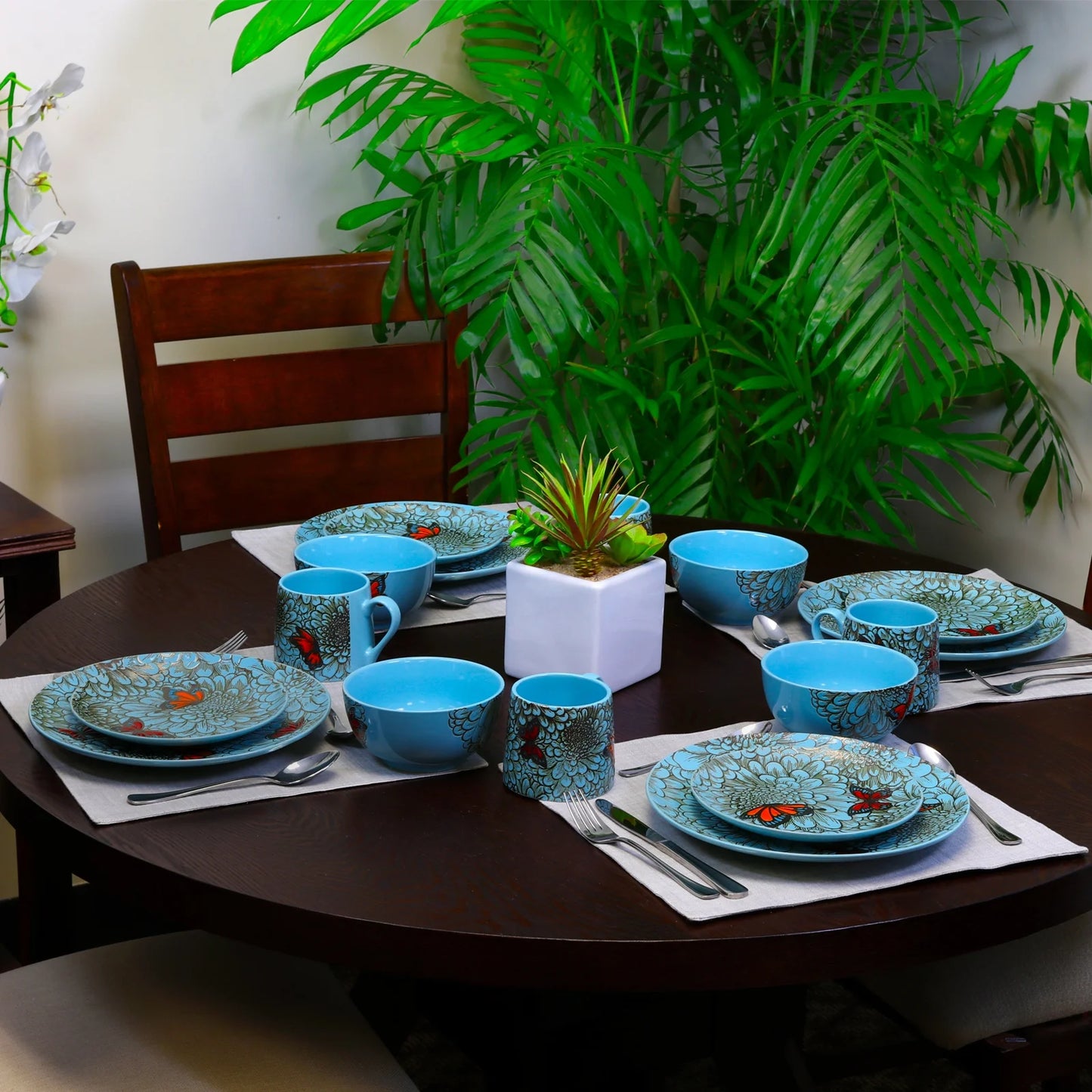 Butterfly Garden 16 Piece Stoneware Dinnerware Set