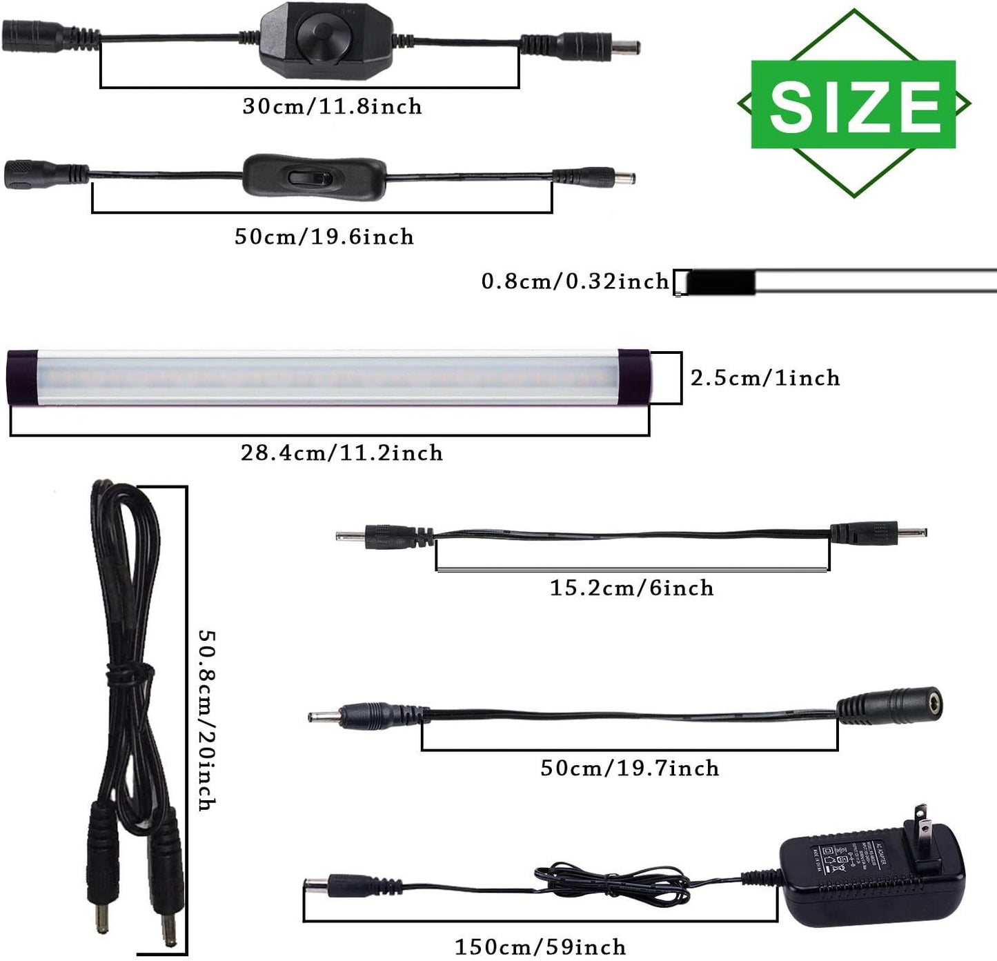 LED under Cabinet Lighting Kit, LED Strip Light,Shelf Lights Direct Wire, 12V Dimmable Kitchen Light Bar Linkable with Rocker Switch and Plug in Adapter (4 Panels,Warm White)