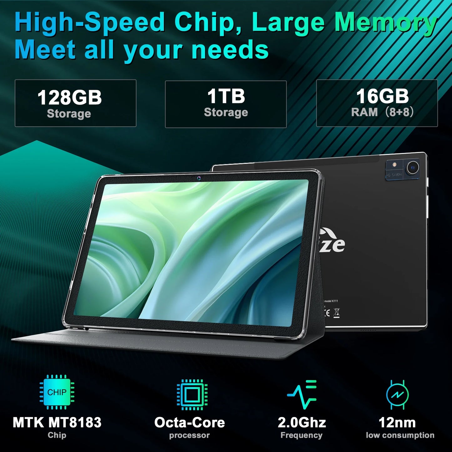 14 Tablet,10Inch 2025 Newest Tablet,Octa-Core Processor with 16GB (8+8 Expand) RAM+128GB ROM+1TB Expand,2.4G/5G Wifi Tablet with Keyboard,1280 * 800 IPS Display Laptop Tablet,Black