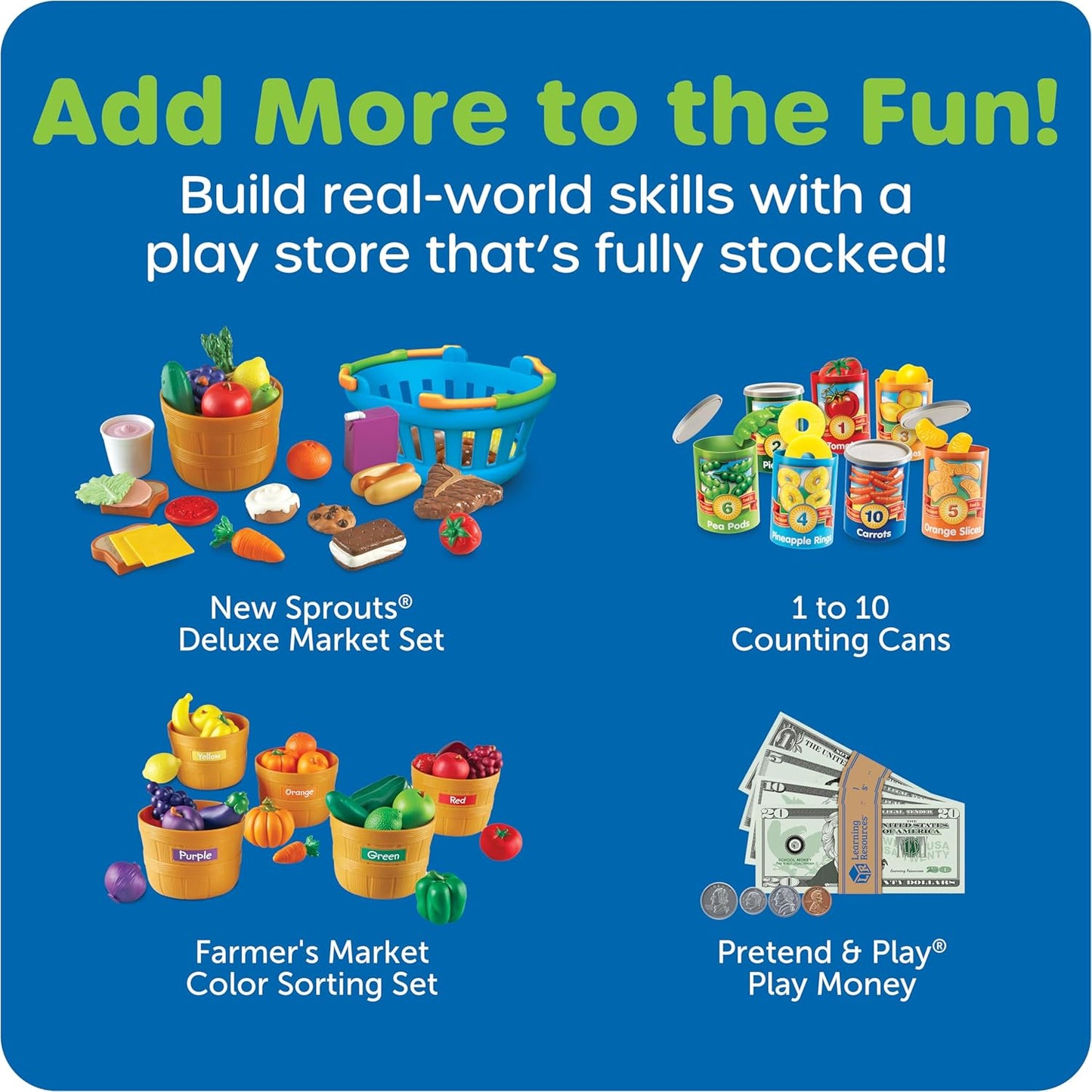 Pretend & Play Calculator Cash Register Toy - Gift for Kids, Toddler Toys, Play Money & Credit Card, Shopping Store Playset, Educational Preschool Activities