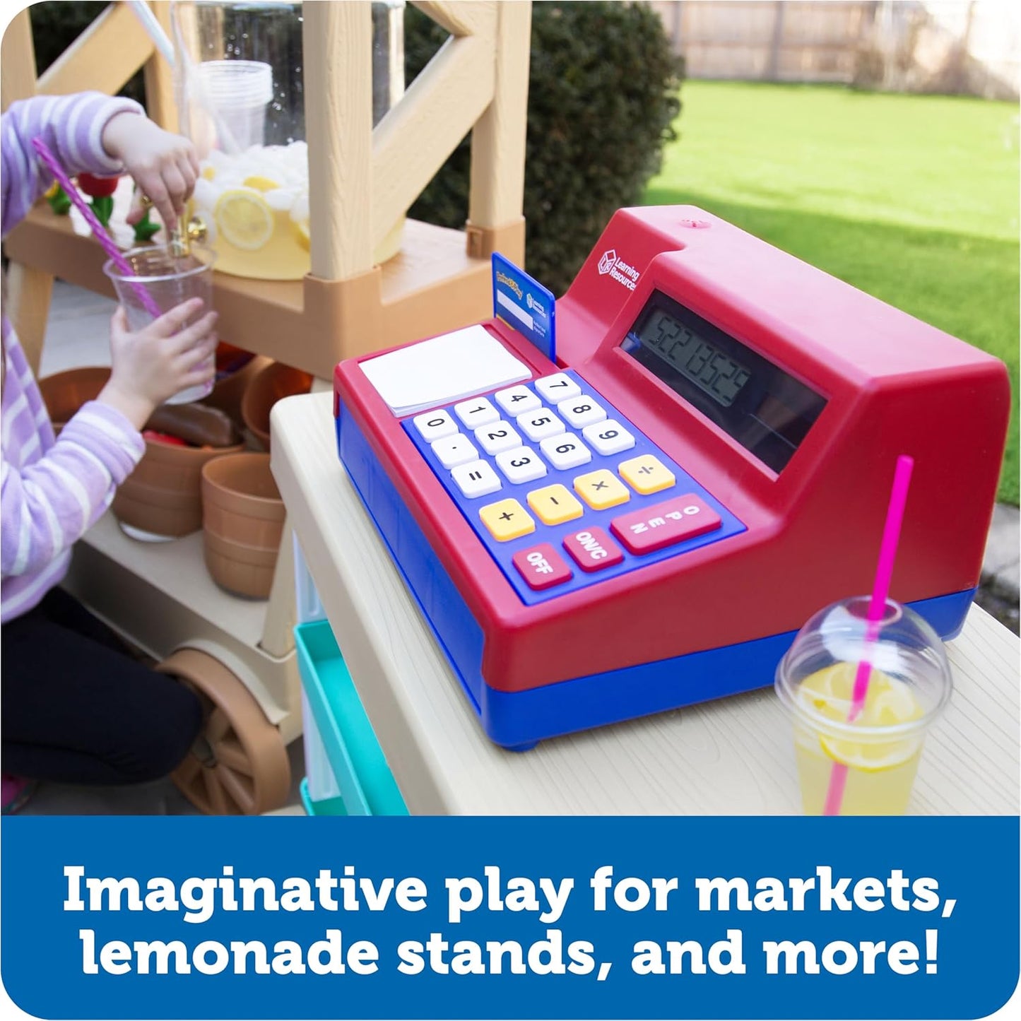 Pretend & Play Calculator Cash Register Toy - Gift for Kids, Toddler Toys, Play Money & Credit Card, Shopping Store Playset, Educational Preschool Activities
