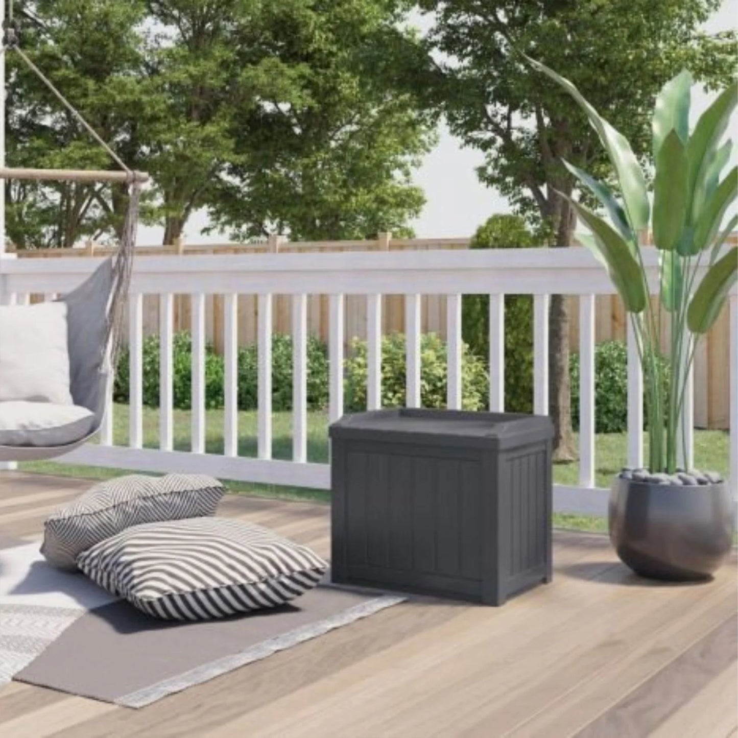 22 Gal Outdoor Patio Small Deck Box with Storage Seat, Cyberspace