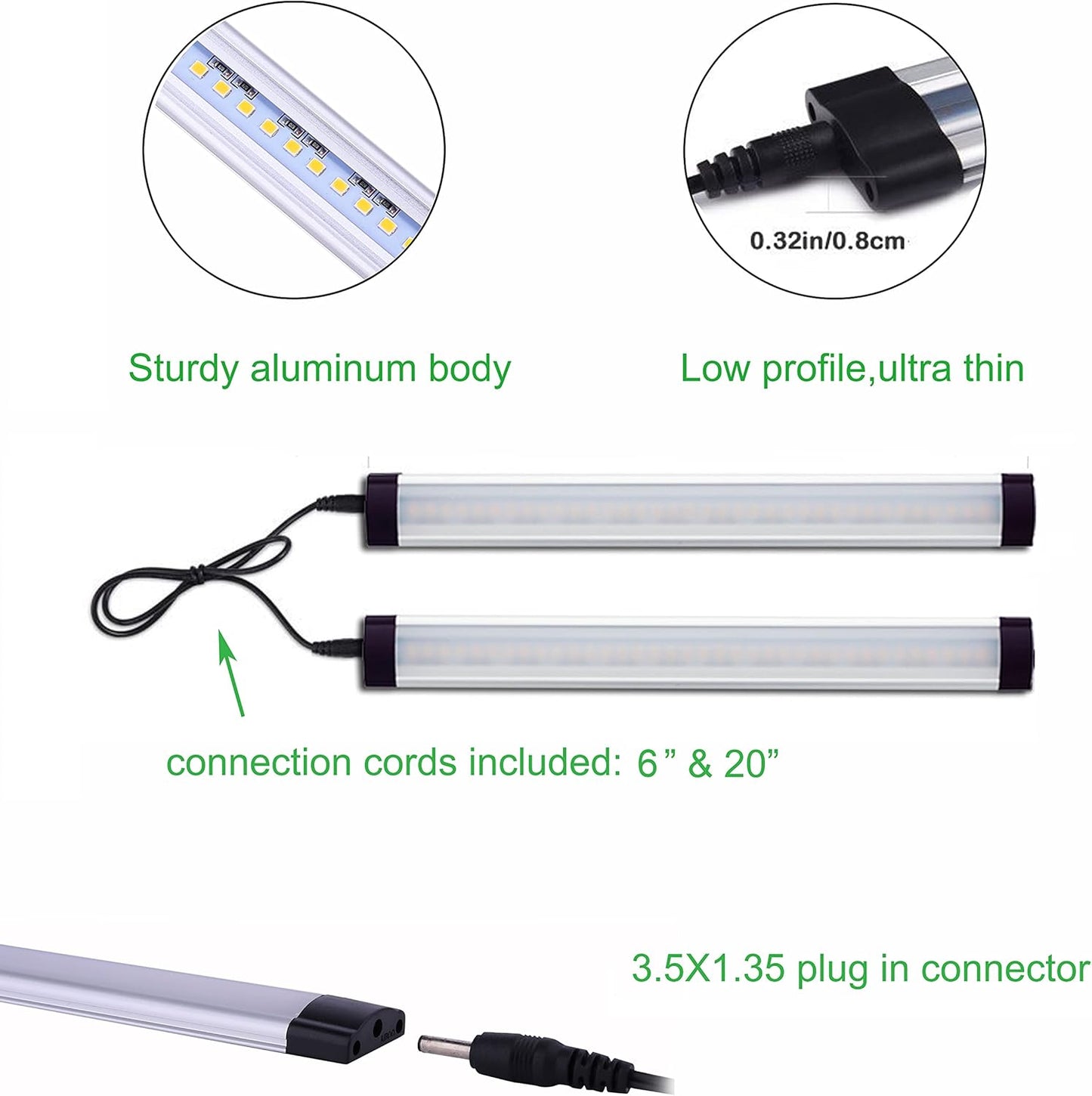 LED under Cabinet Lighting Kit, LED Strip Light,Shelf Lights Direct Wire, 12V Dimmable Kitchen Light Bar Linkable with Rocker Switch and Plug in Adapter (4 Panels,Warm White)