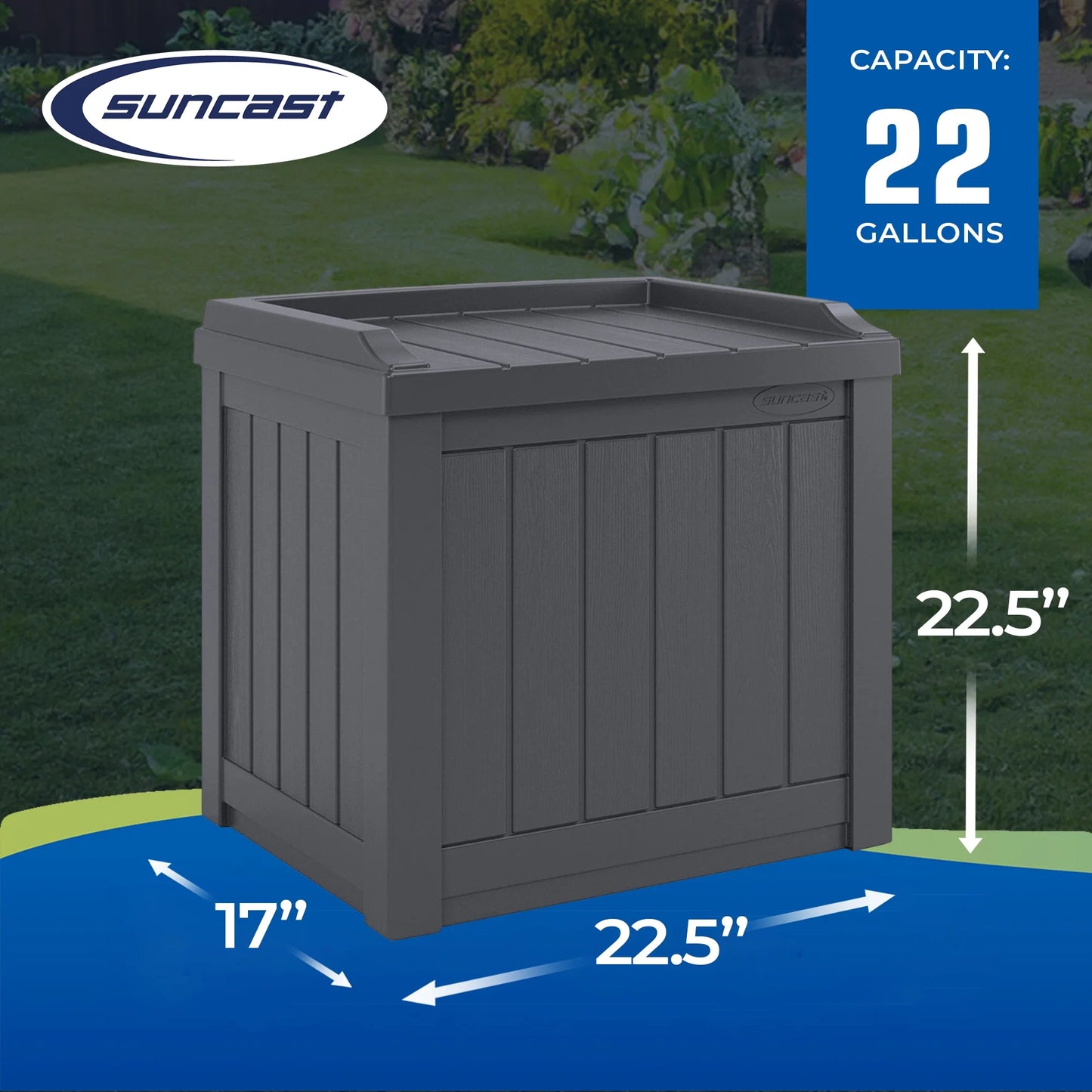 22 Gal Outdoor Patio Small Deck Box with Storage Seat, Cyberspace