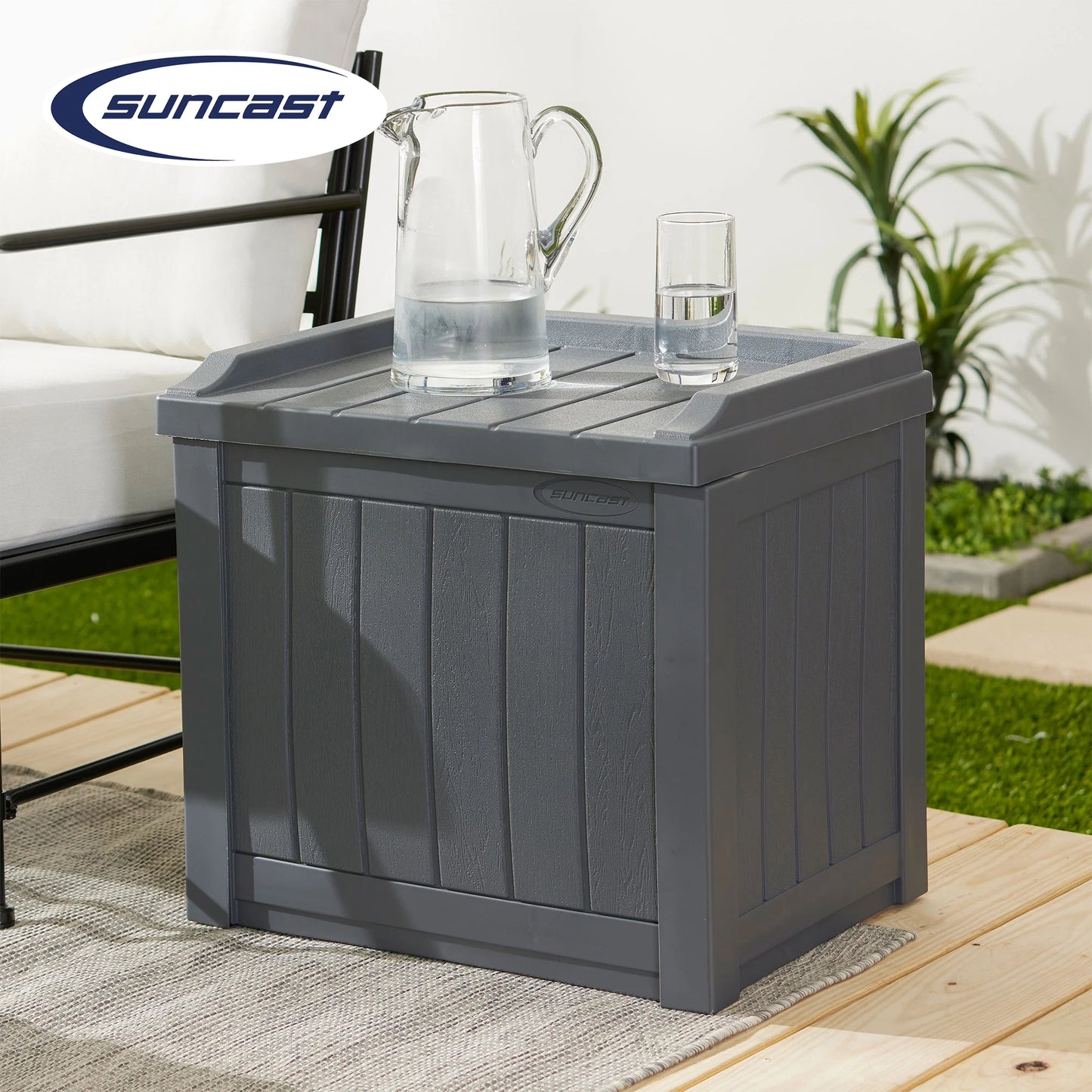 22 Gal Outdoor Patio Small Deck Box with Storage Seat, Cyberspace