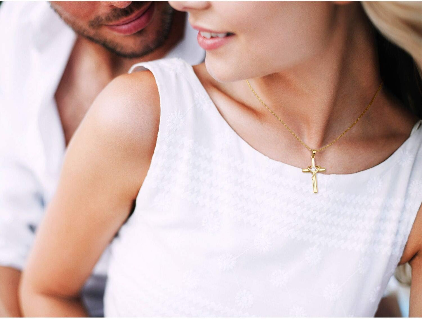 925 Sterling Silver Cross Necklace for Women Men 5A CZ Birthstone Necklaces 14K Gold Plated or Rose Gold Necklace for Easter or Mother'S Day