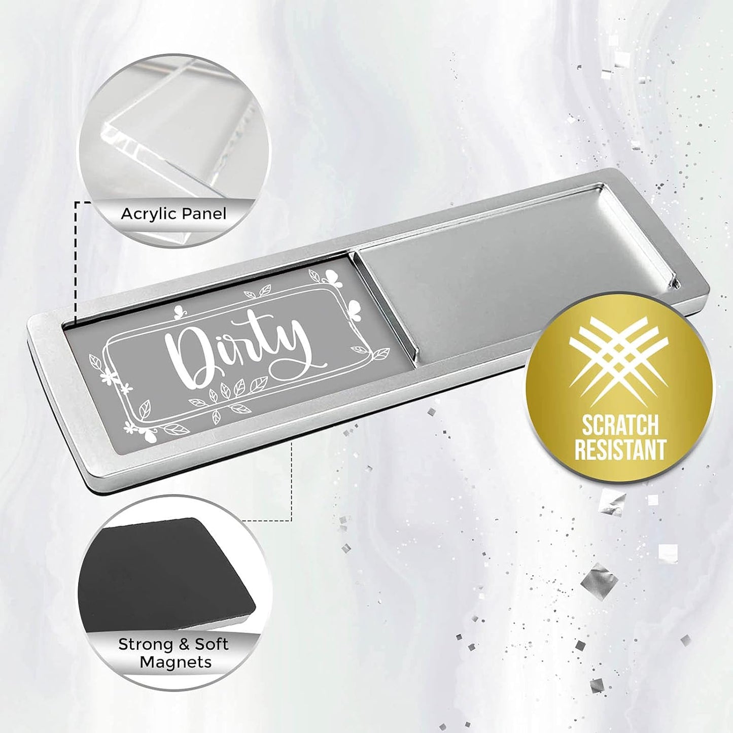 Dishwasher Magnet Clean Dirty Sign, Stylish Dirty Clean Dishwasher Magnet - Easy to Read Clean Dirty Magnet for Dishwasher, Strong Magnetic Dishwasher Clean Dirty Sign, Home Decor Kitchen Sign Magnets