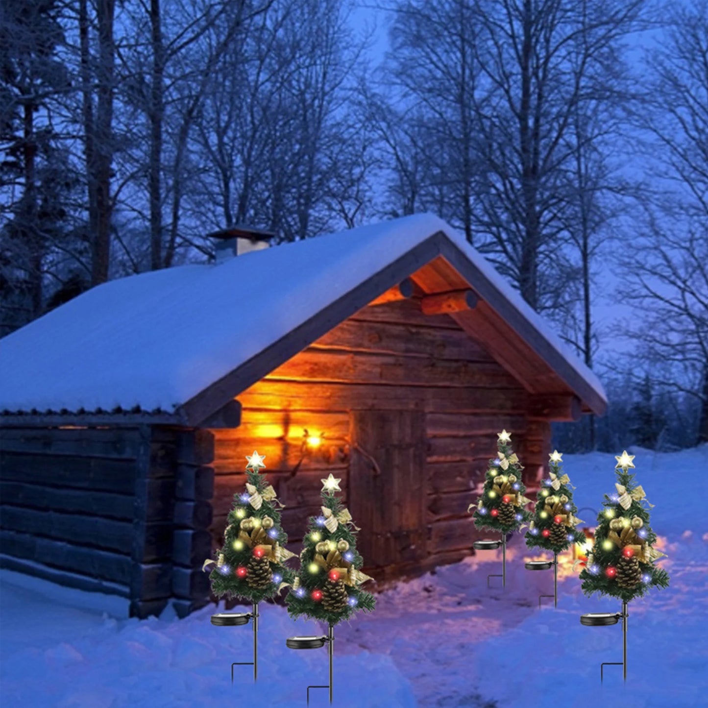 40LED Solar Christmas Tree Lights Outdoor Decorations Waterproof, Small Solar Powered Christmas Tree with Super Bright LED Constant & Flashing Modes for Pathway Yard Patio Landscape 2PCS