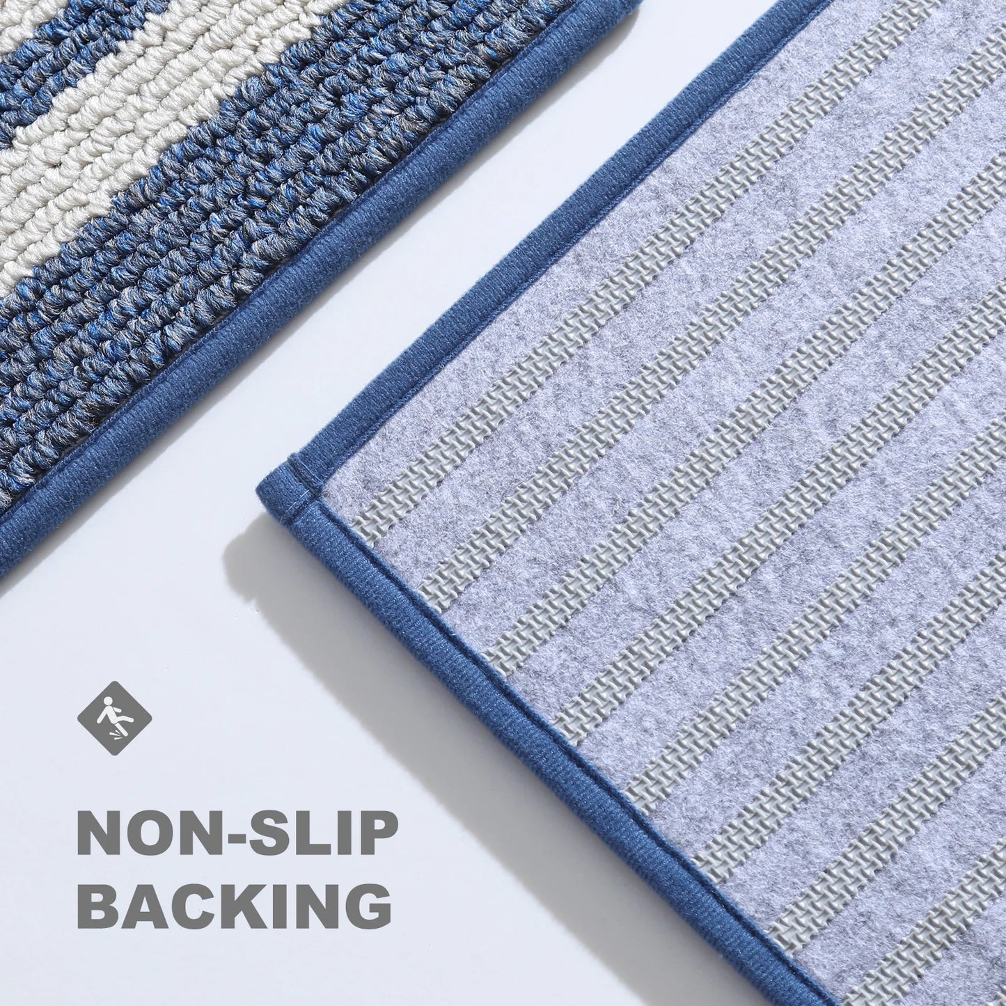 Kitchen Rugs and Mats 2 Pieces, 24"X35"+24"X60", Stain-Resistant and Absorbent Kitchen Mats Non-Slip, Machine Washable Kitchen Floor Mat, Rugs for Kitchen, Floor and Home, Blue
