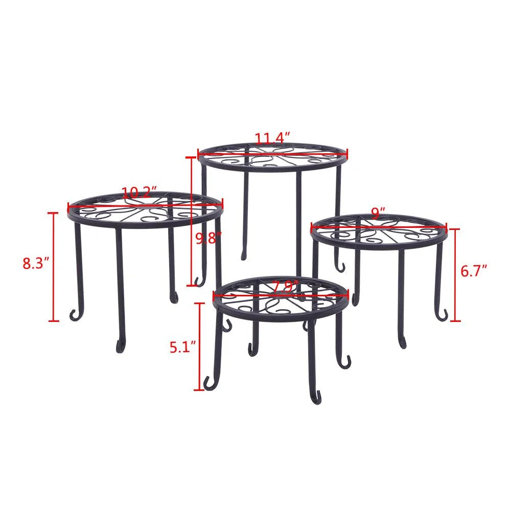 4 Pack Wrought Iron Plant Stands for Home and Garden,45 Lbs Capacity