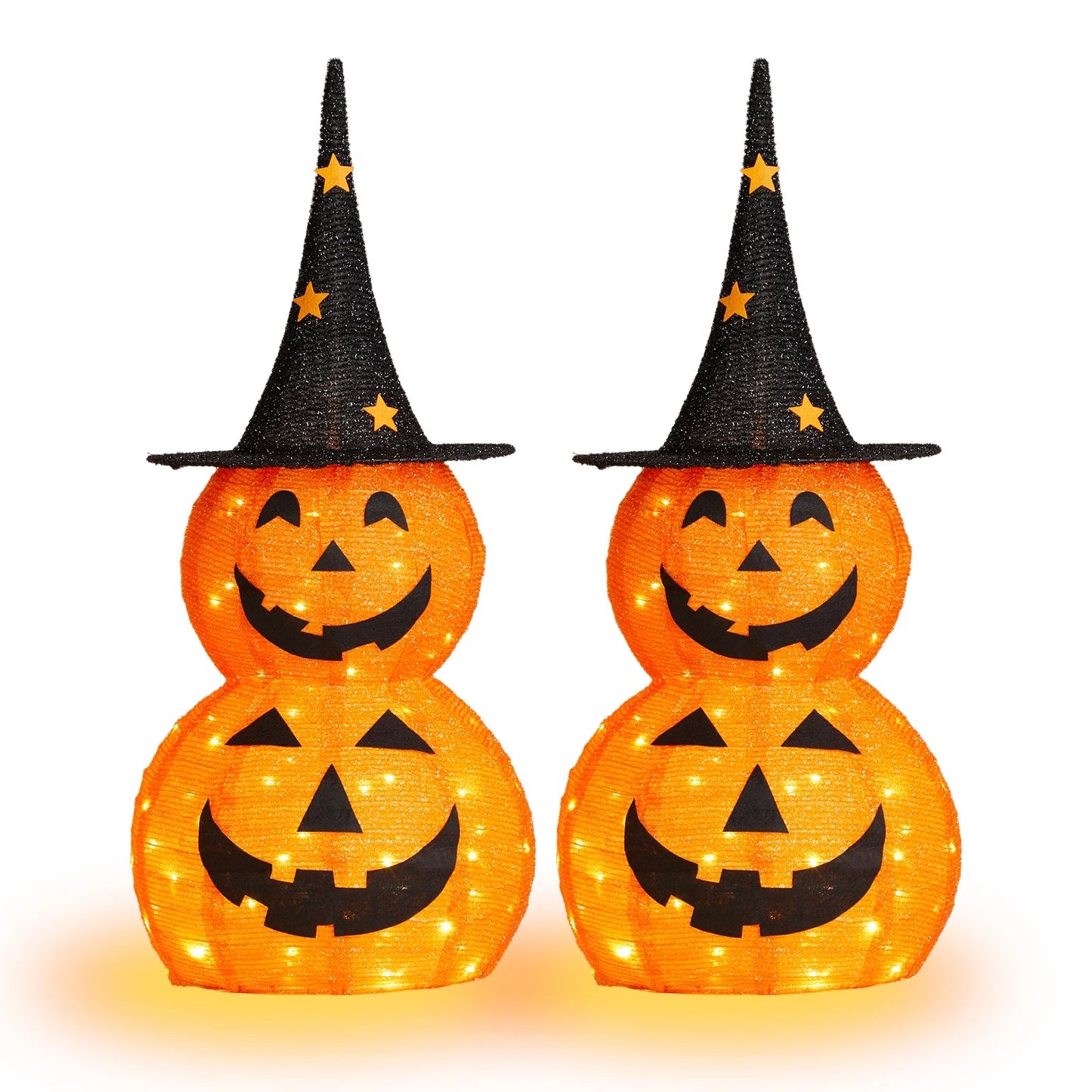 Lighted Halloween Decoration 3 FT Pumpkins for Halloween Party Outdoor, Yard, Garden, Lawn Decorations,2Pcs