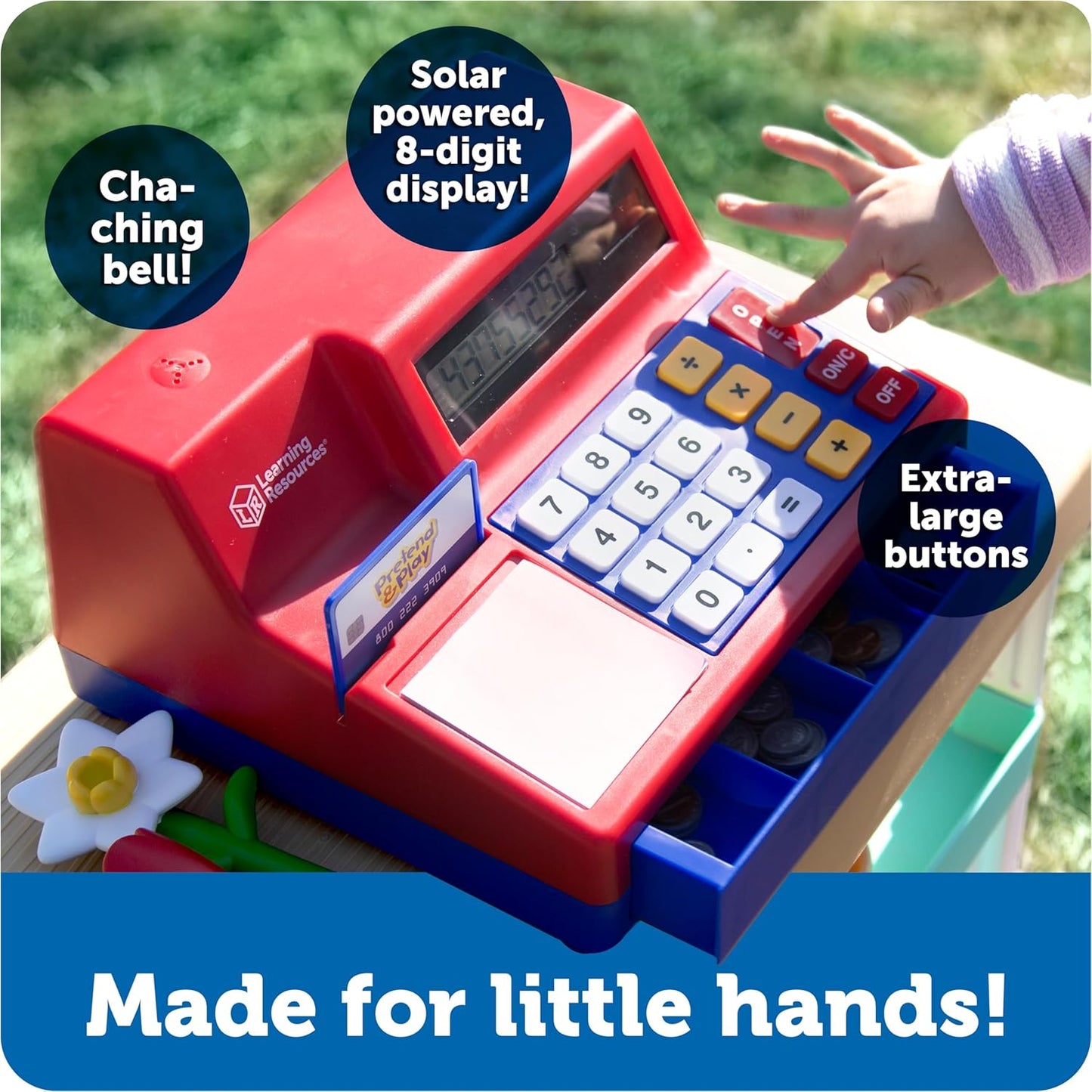 Pretend & Play Calculator Cash Register Toy - Gift for Kids, Toddler Toys, Play Money & Credit Card, Shopping Store Playset, Educational Preschool Activities