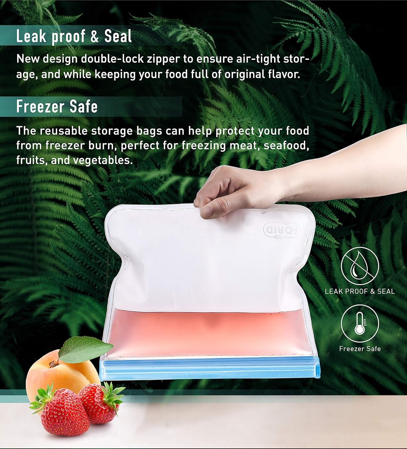 Reusable Gallon Freezer Bags, 6 Pack Leakproof Extra Thick 1 Gallon Bags for Marinate Food & Fruit Cereal Sandwich Snack Meal Prep Travel Items Home Organization Storage