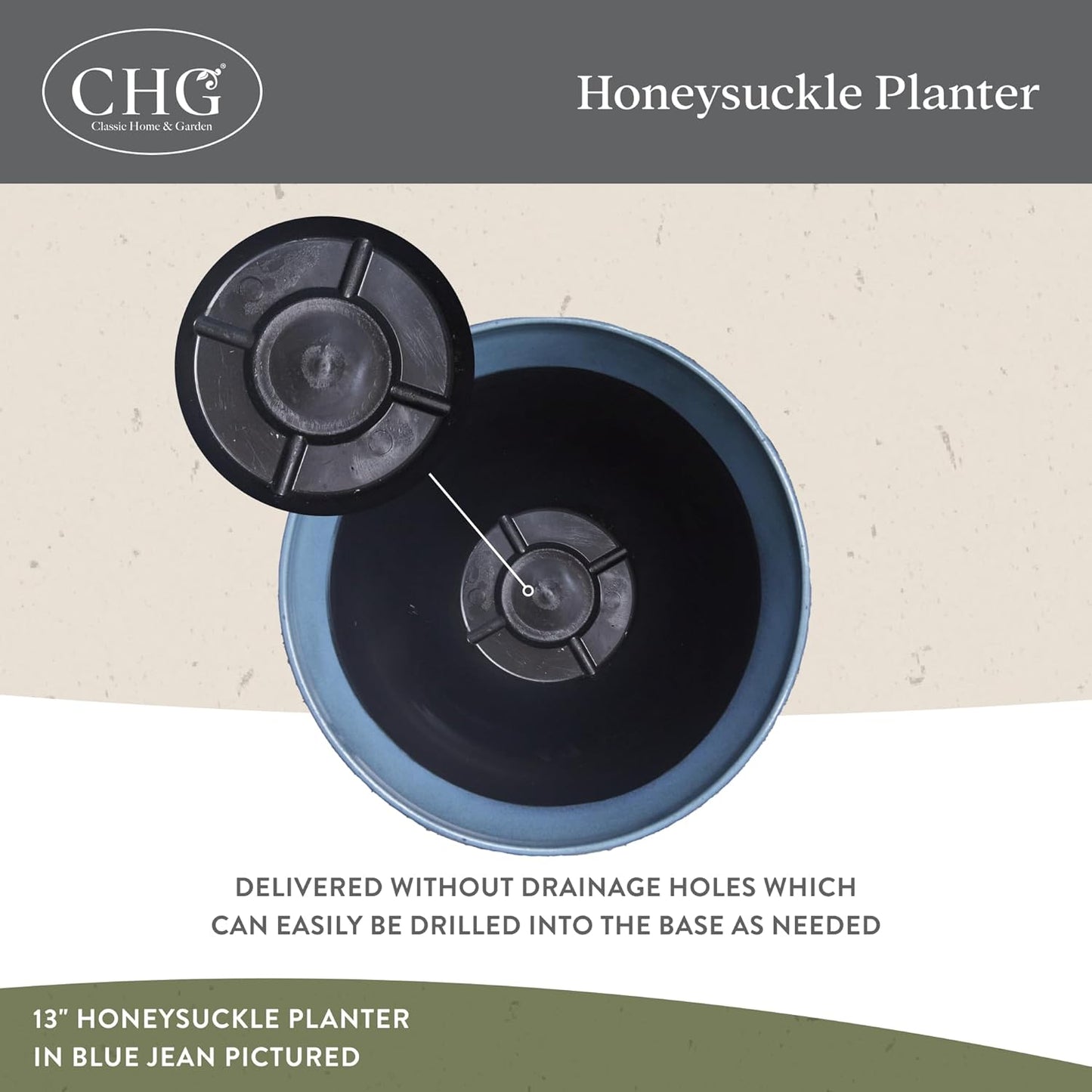 Honeysuckle Resin Planters - Lightweight Indoor & Outdoor Plant Pots - Uv-Resistant Plastic Flower Pots - Pot Planters for Flowers & Herbs (15" Distressed Copper)
