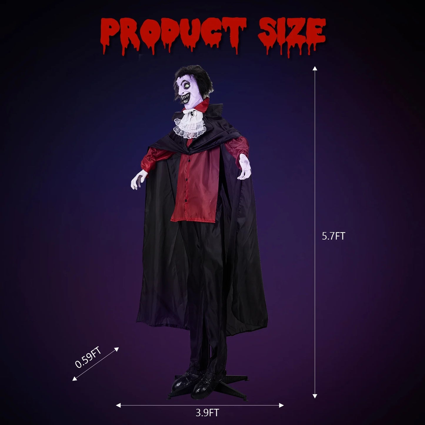 6FT Halloween Animatronic Vampire Standing Outdoor Halloween Decoration