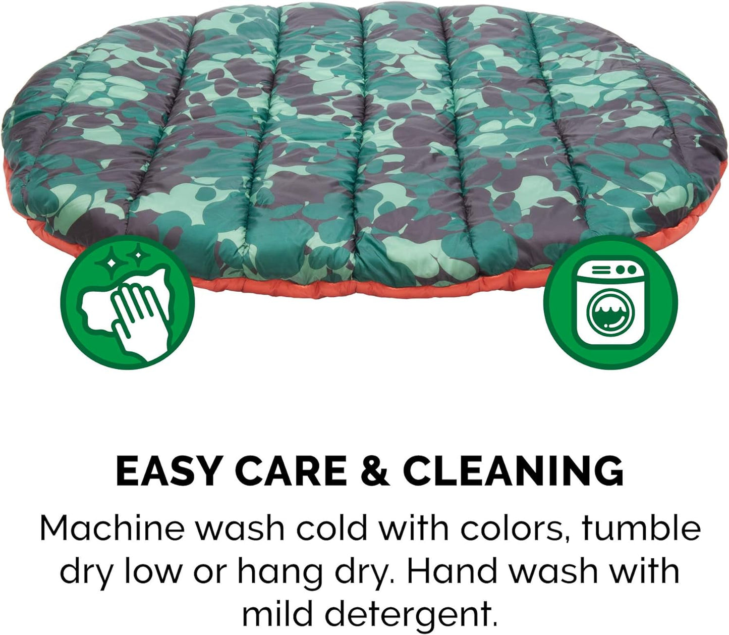 Outdoor Travel Dog Bed for Large/Medium Dogs W/ Carry Bag, Washable & Foldable, Great for Crates & Kennels - Trail Pup Travel Pillow Mat W/ Stuff Sack Bag - Paprika/Camo-Paw, Large