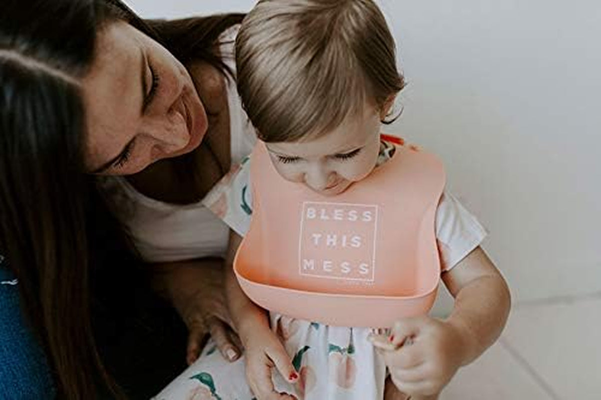 Silicone Baby Bibs with Food Catcher - Adjustable Soft Catch All Bib for Boys & Girls - High Chair Dining Table