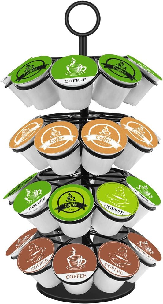 Coffee Pod Holder, K Cup Organizer Compatible with K-Cups(36 Pods), Kitchen Detachable Coffee Pod Organizer for Countertop, Spins 360-Degrees
