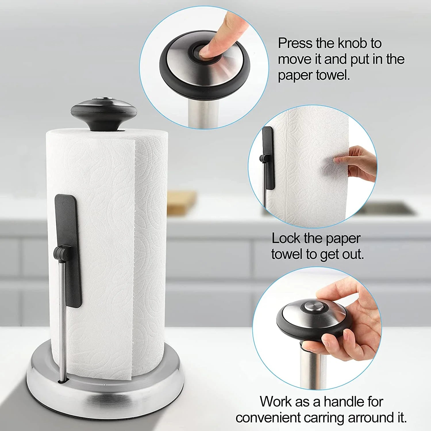 Paper Towel Holder Countertop Dispenser for Kitchen Sliver