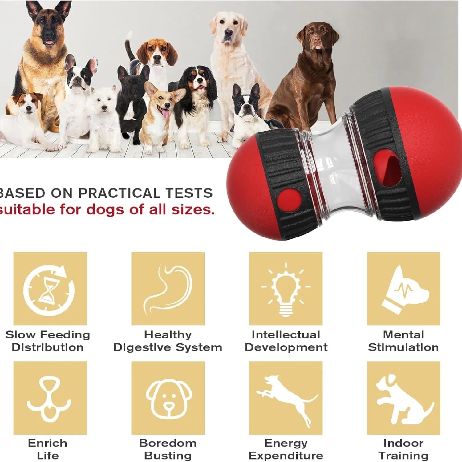 Adjustable Interactive Dog Enrichment Toys, Puzzle Balls for Bored Puppies, Treat Dispenser