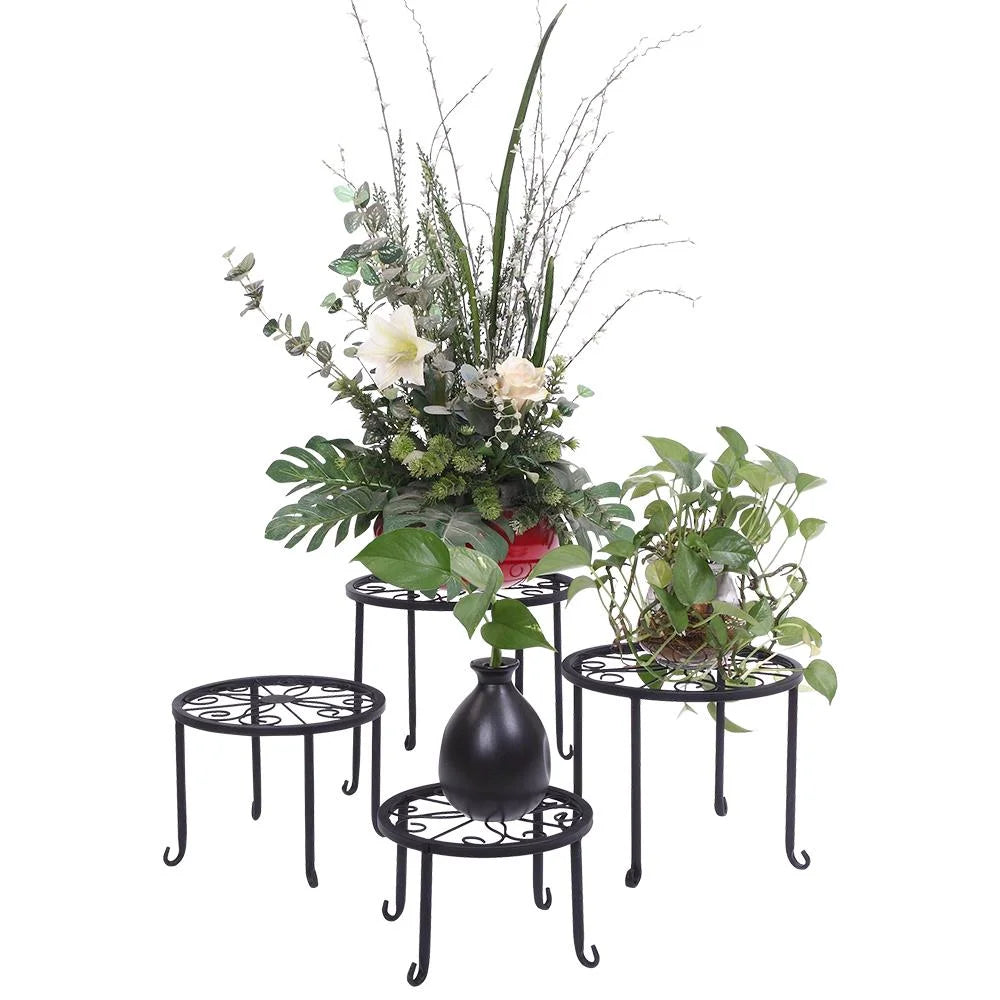 4 Pack Wrought Iron Plant Stands for Home and Garden,45 Lbs Capacity