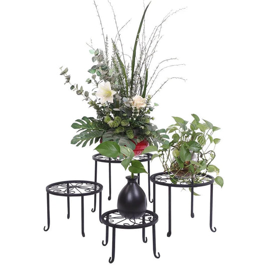 4 Pack Wrought Iron Plant Stands for Home and Garden,45 Lbs Capacity