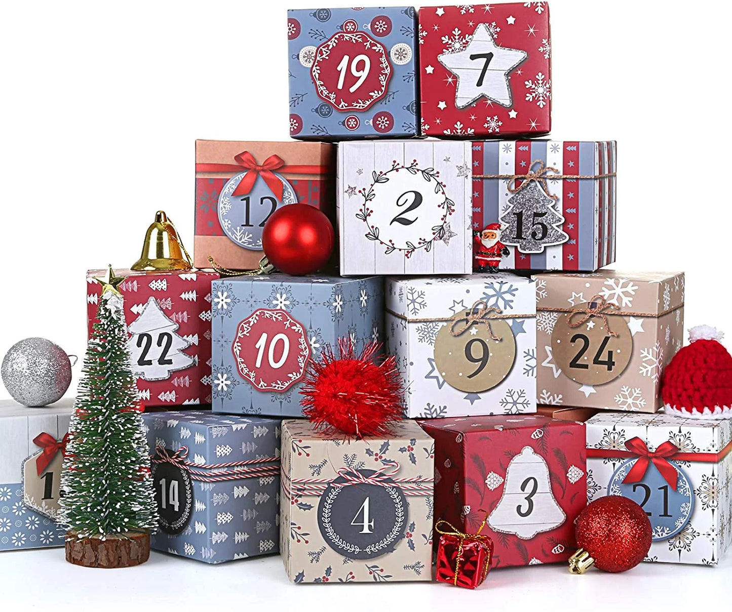 24 Days Christmas Gift Boxes Advent Calendar 2025 for Kids Adults Countdown to Christmas Home Party Decorations