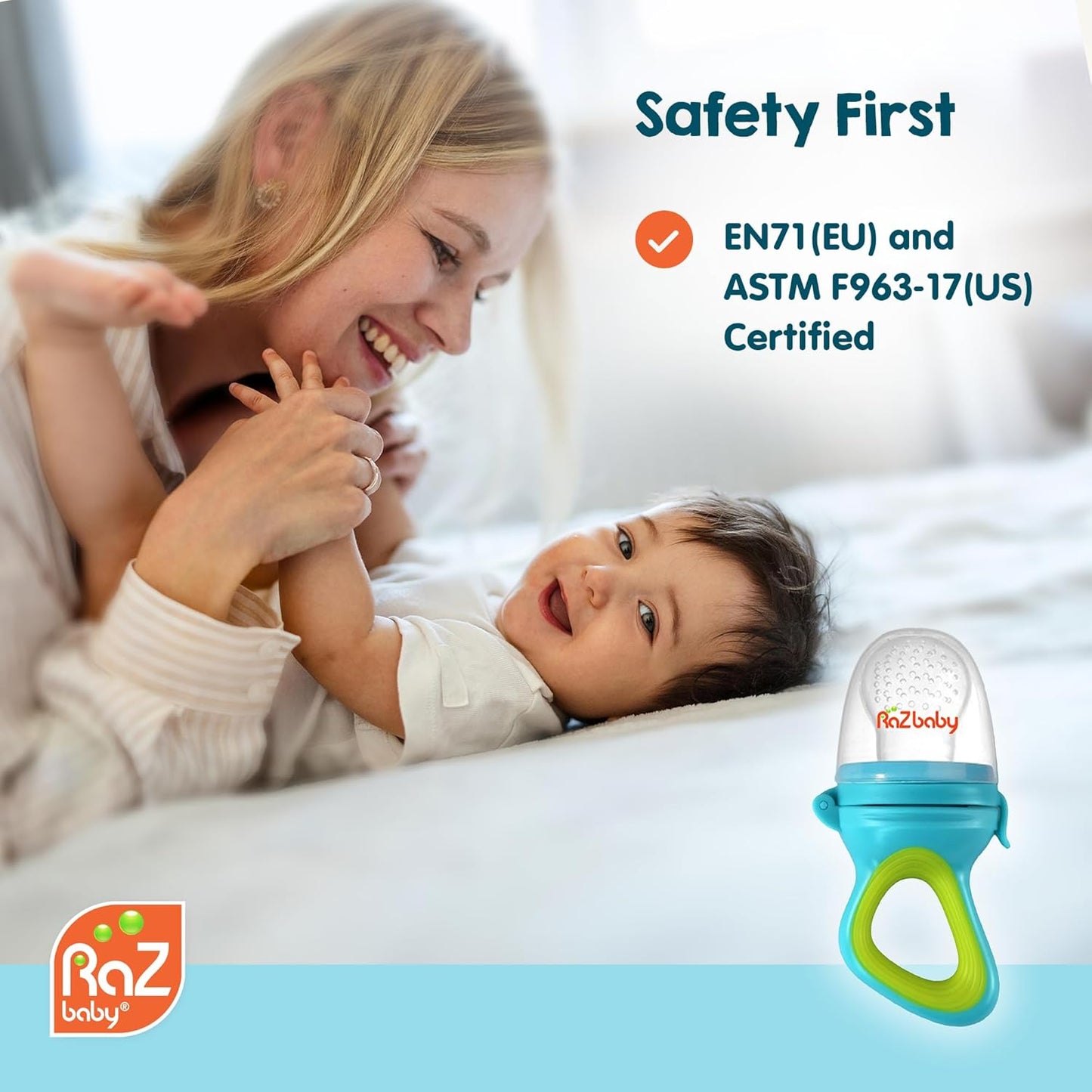 Baby Solids/Frozen Fruit Feeder Pacifier, Infant Teether Toy 6M+, Bpa-Free Silicone Pouch & Nipple, Safely Introduce Solids, Natural Teething Relief, Dishwasher Safe, Freezable – Blue/Green