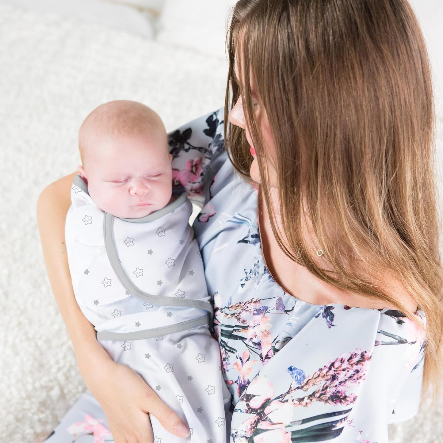 Baby Swaddle Blanket, Swaddle Wrap for Newborn and Infant, Adjustable Swaddle Set for Baby Boy and Girl, 3 Pack Soft Organic Cotton, Large (3-6 Months), Grey and White