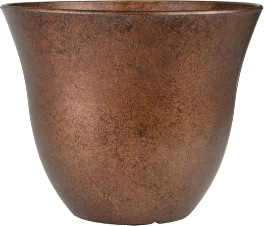 Honeysuckle Resin Planters - Lightweight Indoor & Outdoor Plant Pots - Uv-Resistant Plastic Flower Pots - Pot Planters for Flowers & Herbs (15" Distressed Copper)