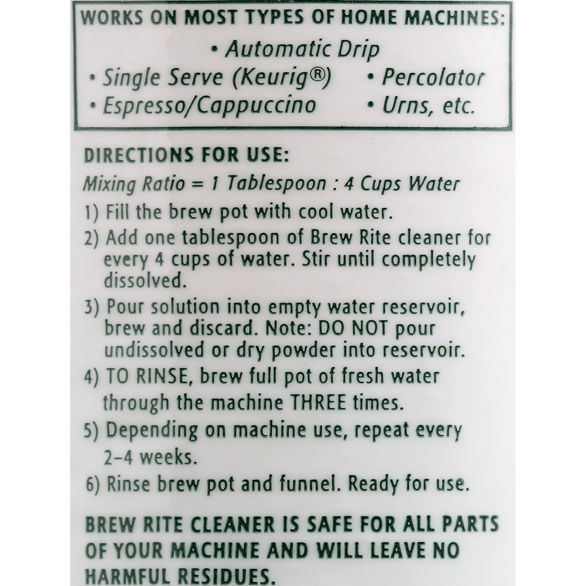 Coffee Maker Cleaner and Descaler for Espresso Machines and Drip Coffeemakers