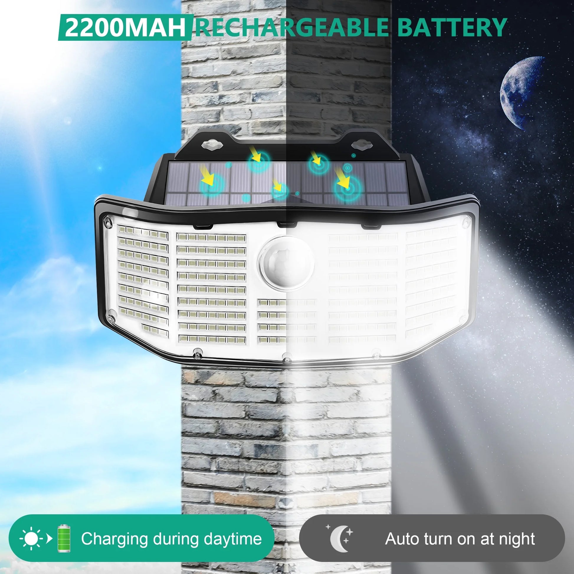 Solar Outdoor Lights - 2Pack 252 LED Motion Sensor Lights Solar Powered Security Flood Lights, IP65 Waterproof Wall Light for Backyard Yard Patio