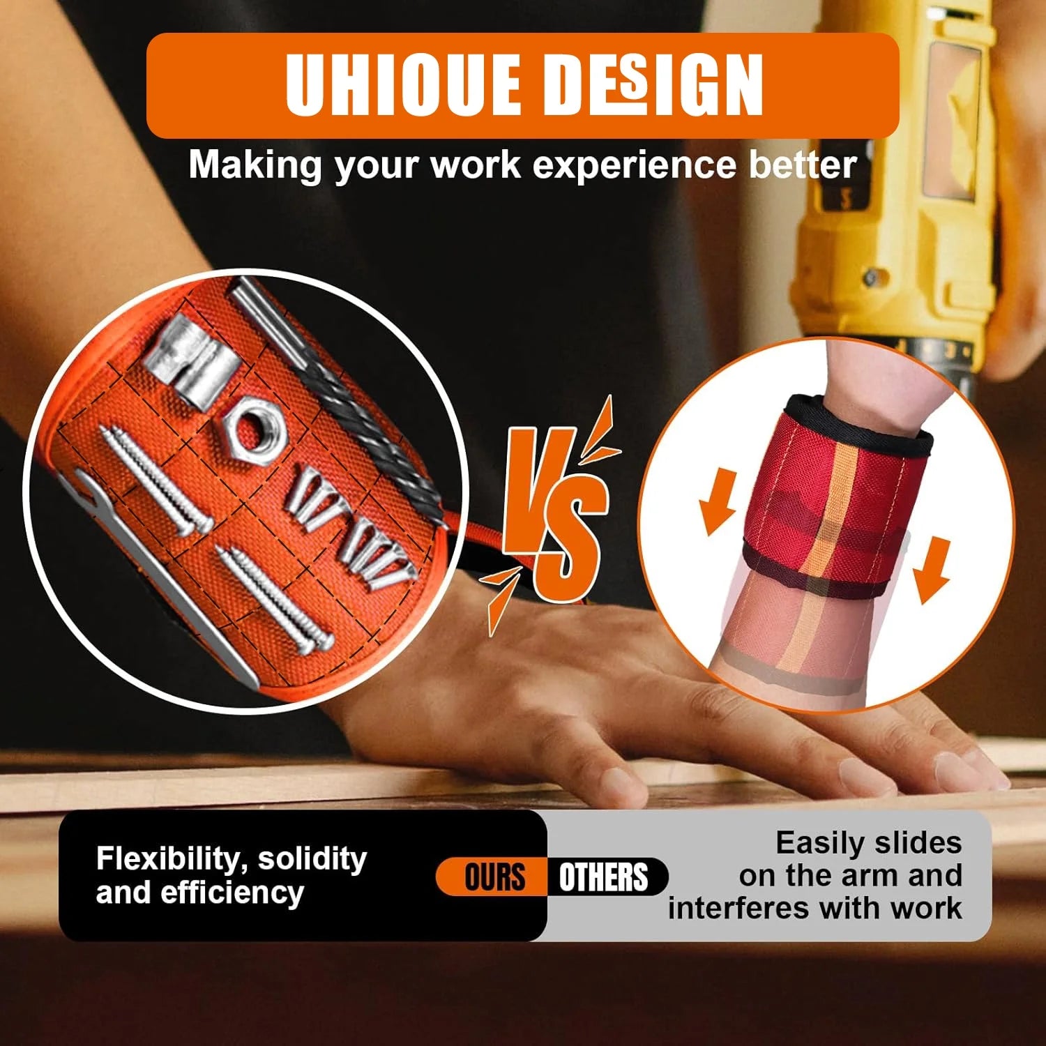 Magnetic Wristband , Gifts for Men - Made of High Quality 1680D Oxford Cloth with Lightweight Strong Magnets, Magnetic Wristbands for Tools for Dads, Husbands, Granddads, Handymen