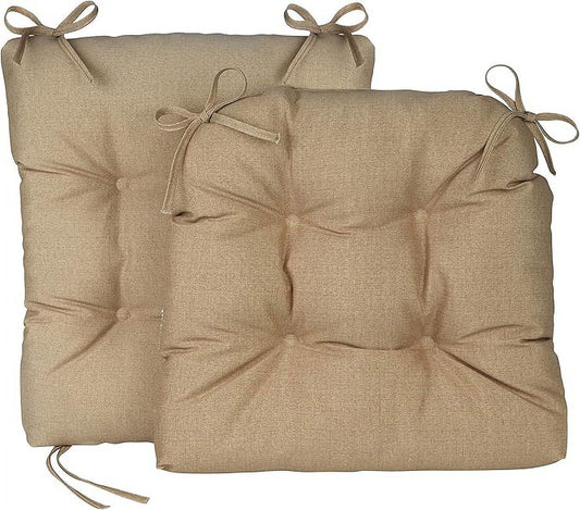 Solarium Cushion, Indoor and Outdoor Rocking Chair Pad for Patio, Living or Nursery Room, 2 Piece Set, Seat 19"X19" and Seatback 21"X18", 02 Husk Birch