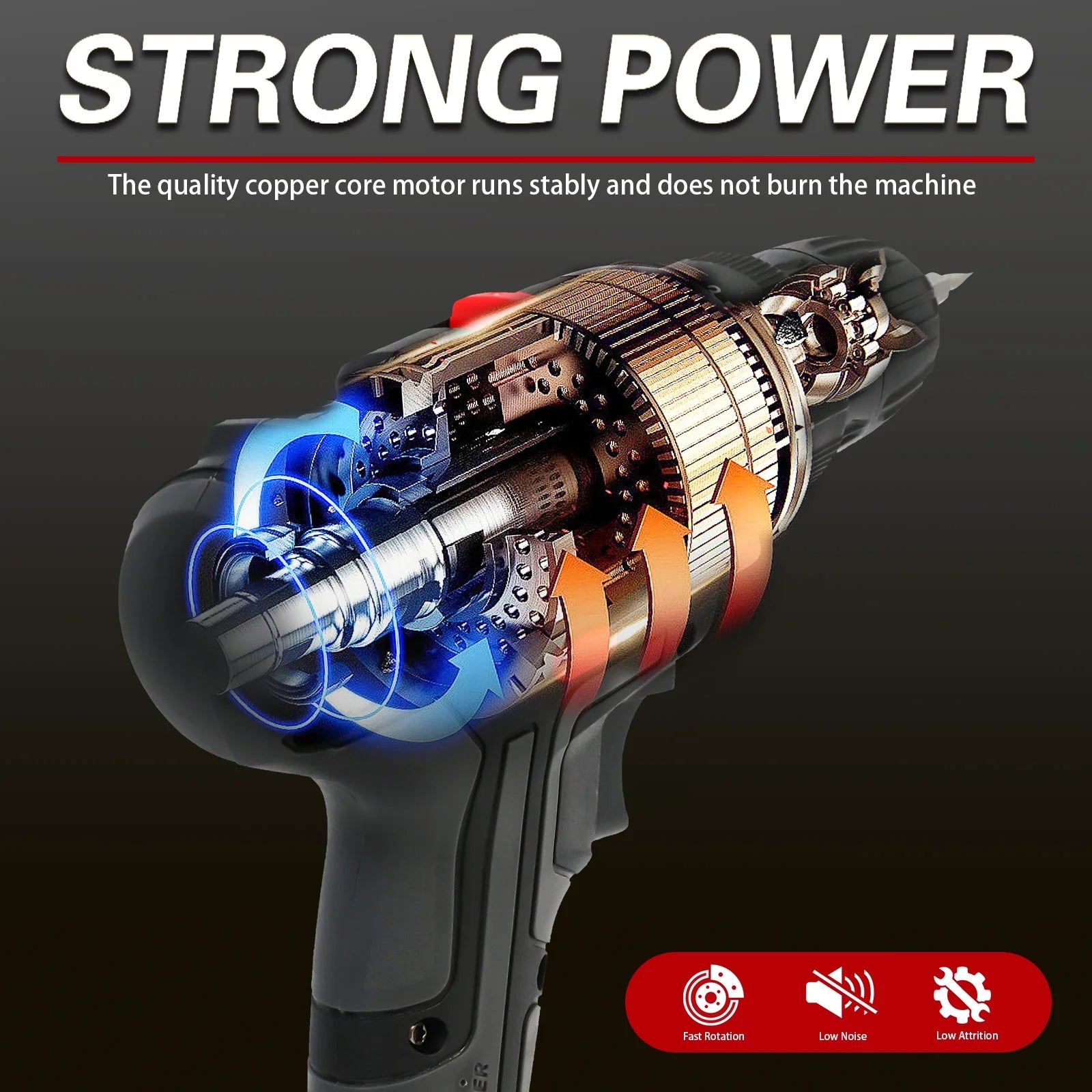 21V Power Drill with 2 Batteries and Charger, Multi-Functional Electric Cordless Drill Set Kit, Portable and Variable Speed, Black