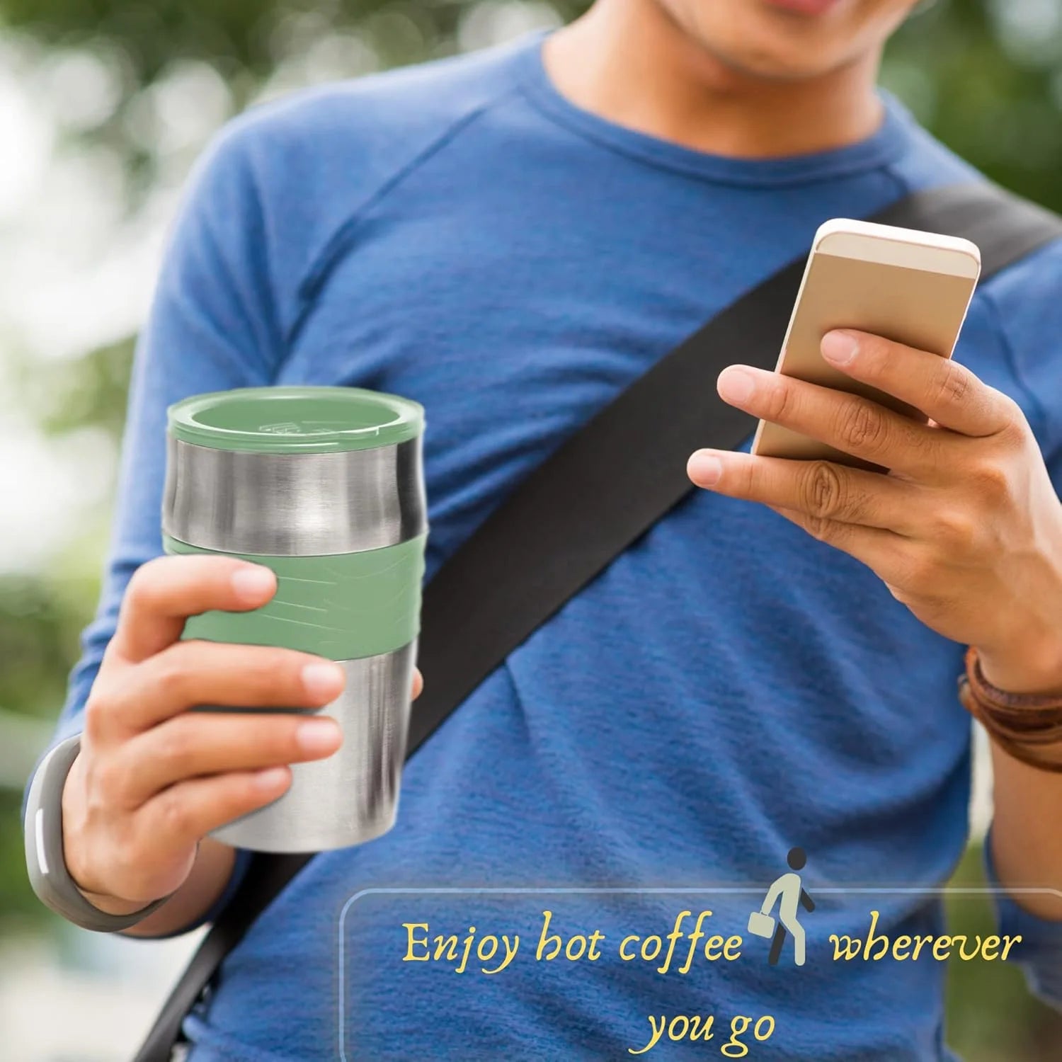 Single Serve Coffee Maker Ground Coffee and 14Oz Travel Mug