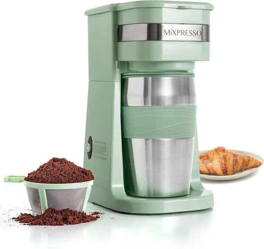 Single Serve Coffee Maker Ground Coffee and 14Oz Travel Mug