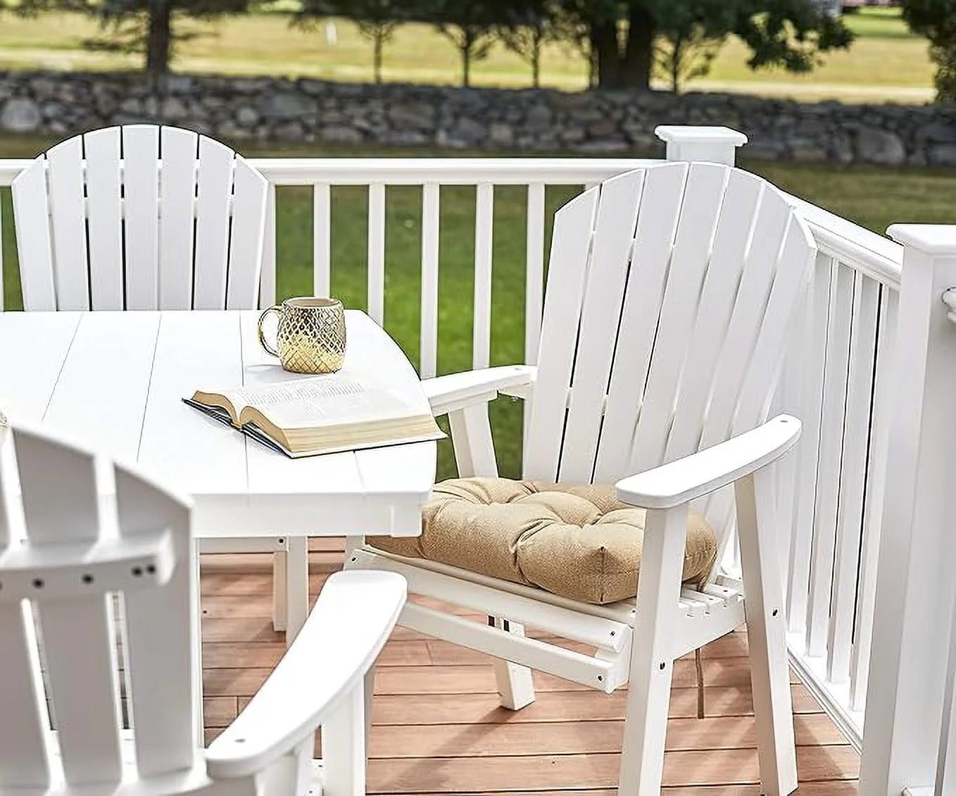 Solarium Cushion, Indoor and Outdoor Rocking Chair Pad for Patio, Living or Nursery Room, 2 Piece Set, Seat 19"X19" and Seatback 21"X18", 02 Husk Birch