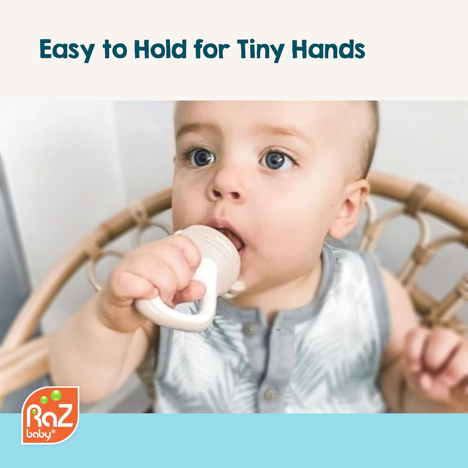 Baby Solids/Frozen Fruit Feeder Pacifier, Infant Teether Toy 6M+, Bpa-Free Silicone Pouch & Nipple, Safely Introduce Solids, Natural Teething Relief, Dishwasher Safe, Freezable – Blue/Green