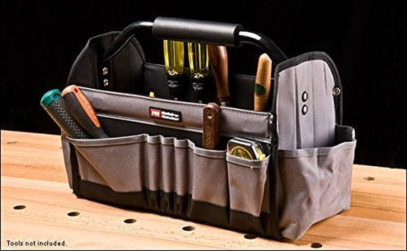 15" Collapsible Tool Tote, Grey and Black Tool Tote Bag, 22015