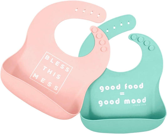 Silicone Baby Bibs with Food Catcher - Adjustable Soft Catch All Bib for Boys & Girls - High Chair Dining Table