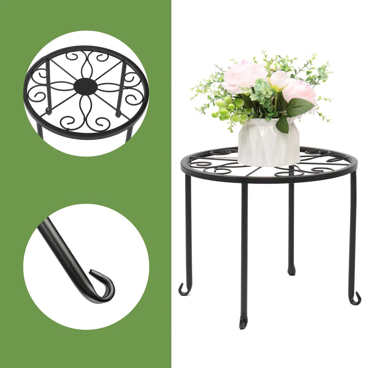 4 Pack Wrought Iron Plant Stands for Home and Garden,45 Lbs Capacity